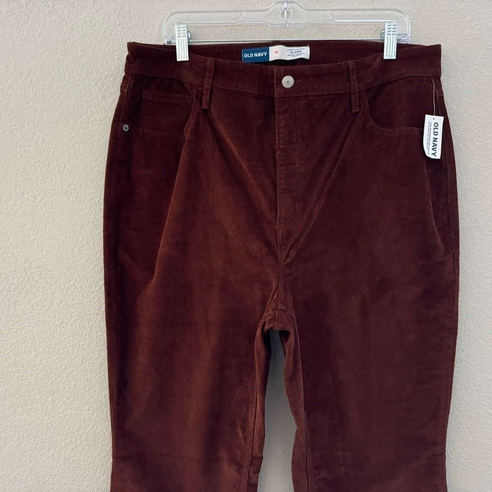 Old Navy Corduroy Pant High Flare Casual Retro Boho Classic Academia Brown 16 - Picture 6 of 11